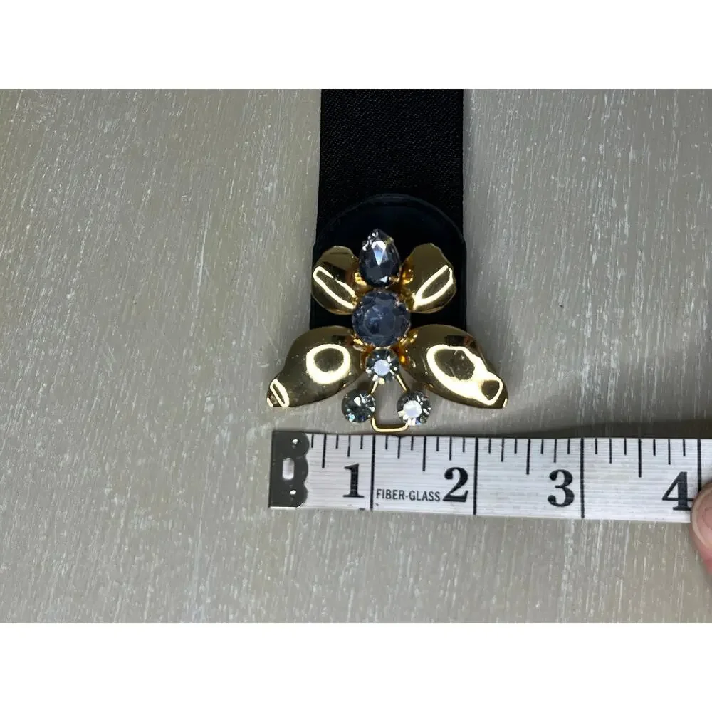 BCBG Maxazria Glam/Mobwife Style Goldtone Butterfly Studded Elastic Clasp Belt